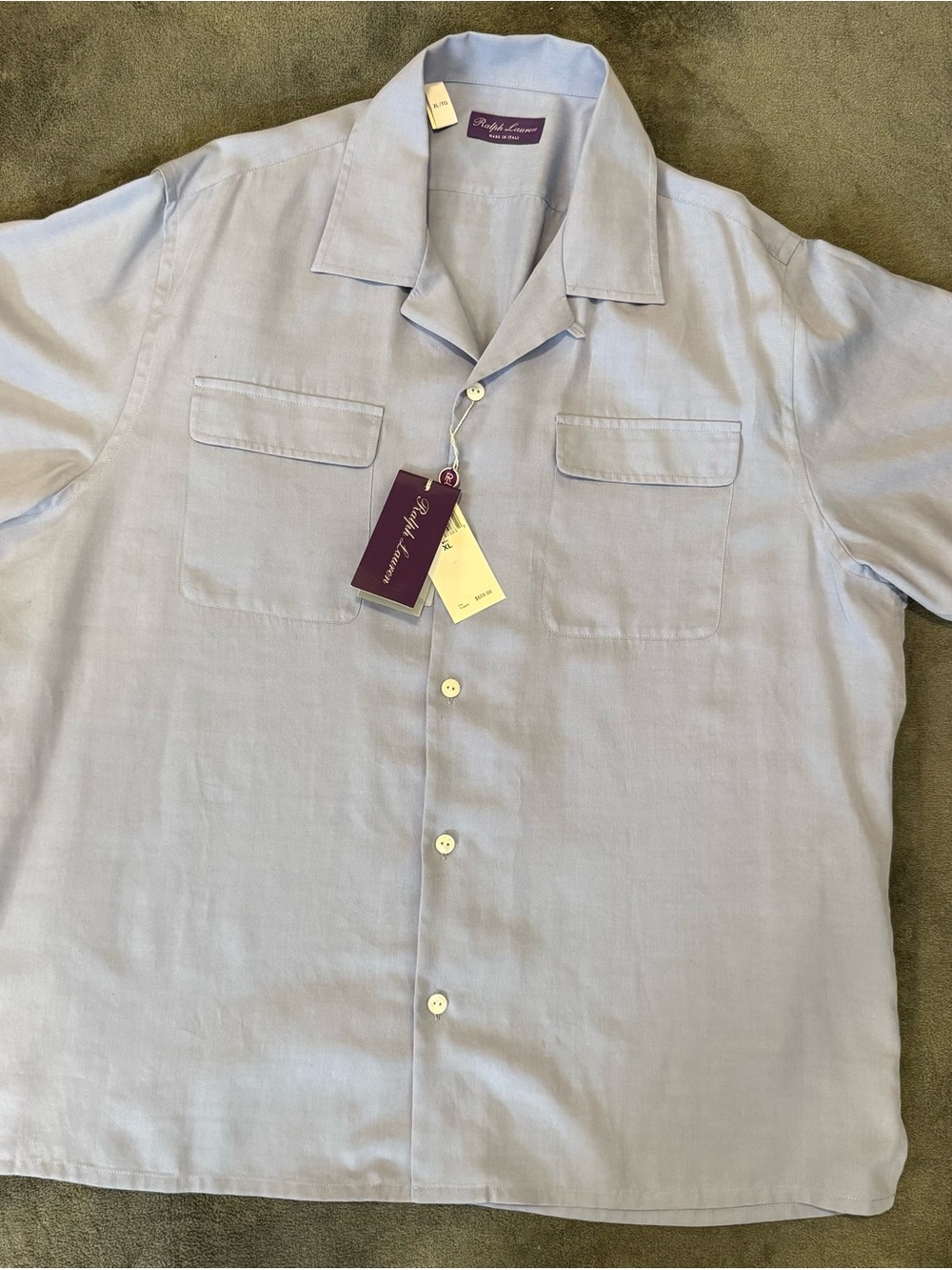 Purple Label Ralph Lauren Pale Blue Camp-Collar Button-Front Shirt
